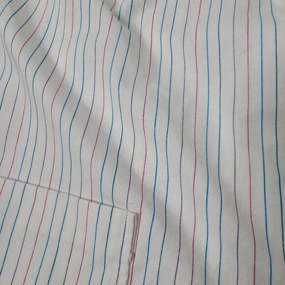 Vintage 70s 80s Pastel Striped Smocked Ruffle Sleeve Apron Top - Picture 8 of 8